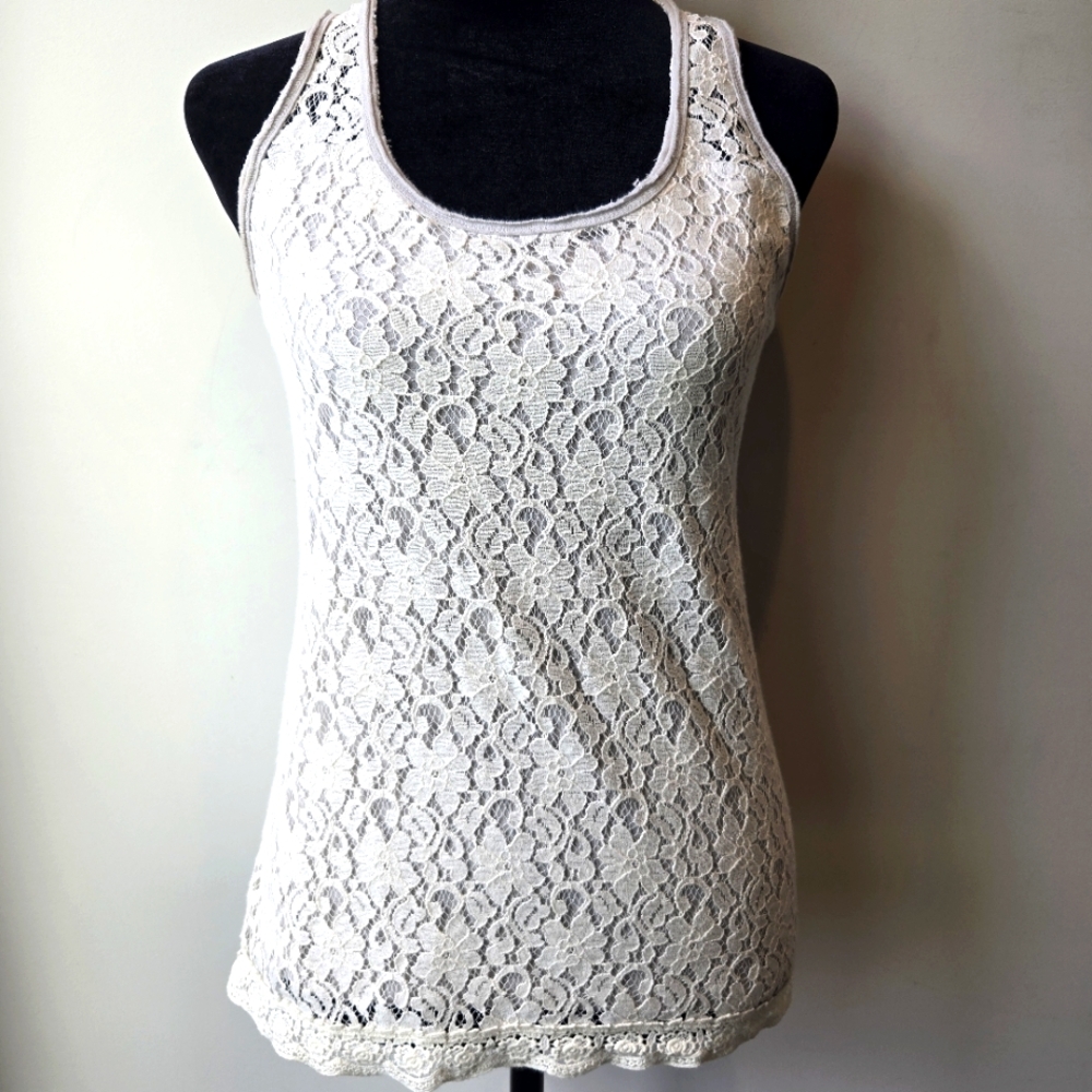 Y2k Abercrombie & Fitch Lace Cami Racerback Tank Top XS Women's